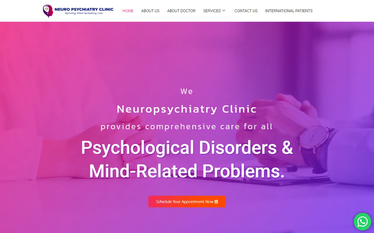 Neuropsychiatry Clinic website on desktop