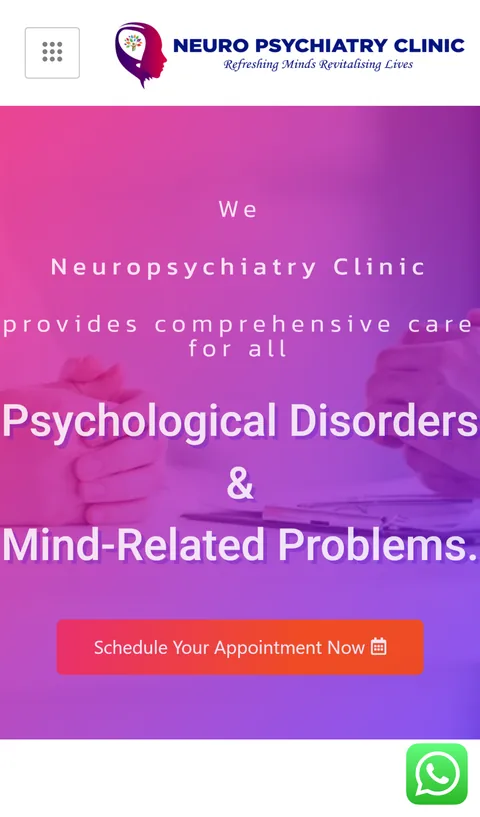 Neuropsychiatry Clinic website on mobile